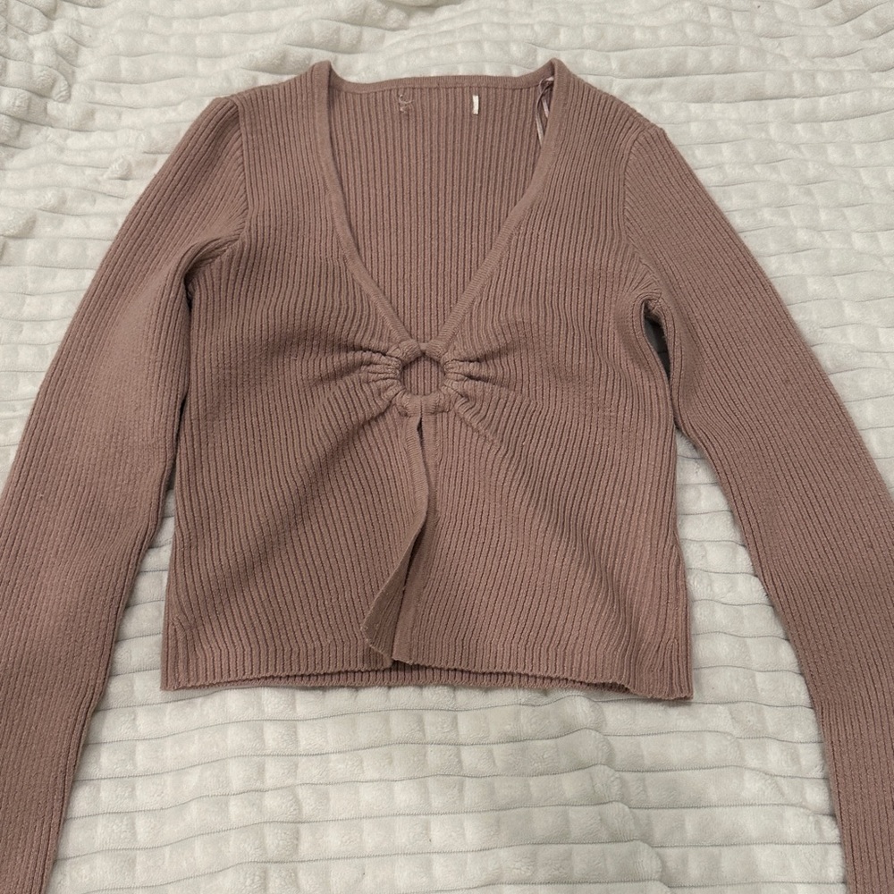 Aeropostale Ribbed Keyhole Cropped Flyaway Sweater